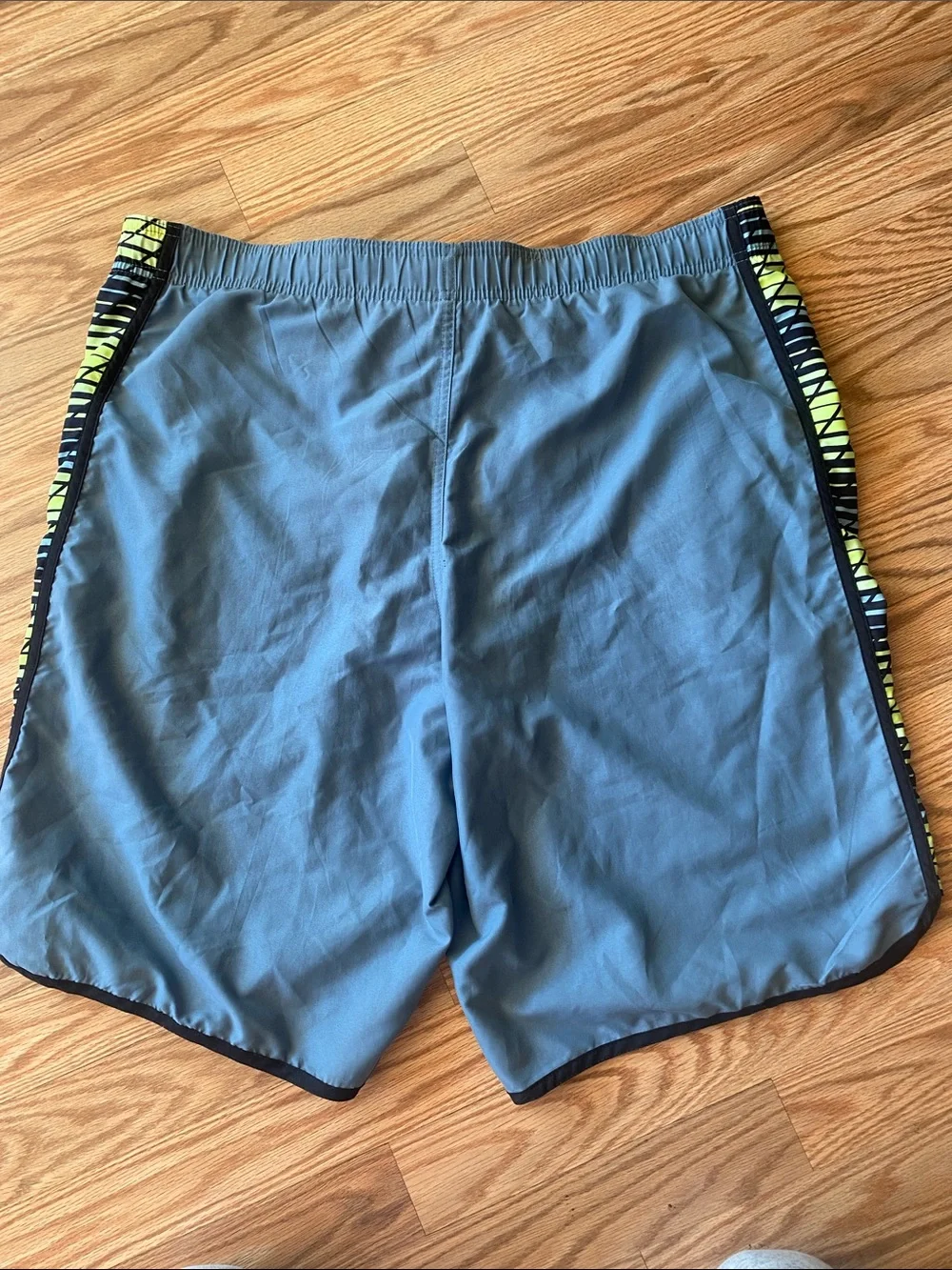 Nike Men's Gray Swim Board Shorts with Neon Green Trim Large Summer